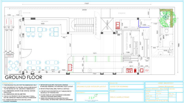 Ground Floor Commercial Restaurant Interior Layout AutoCAD DWG