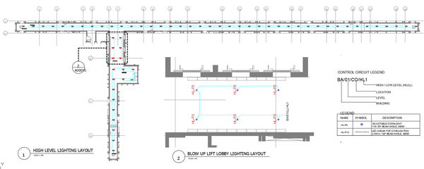High-Level Lighting Layout with Sprinkler and Control Circuit Design