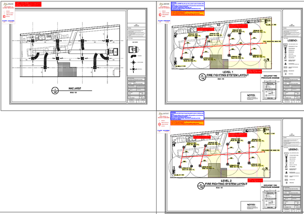 HVAC Layout and Fire Fighting System Layout for Building plan
