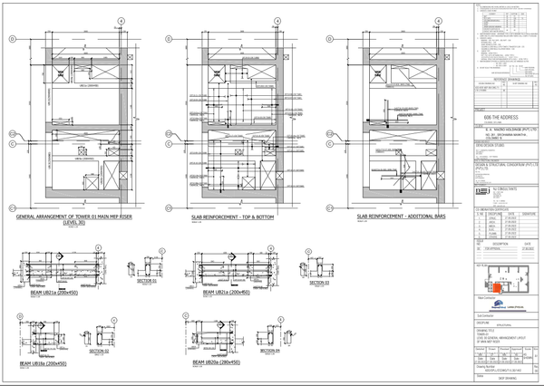 MEP Riser Slab Beam Reinforcement Layout DWG Files Level 30 Plan