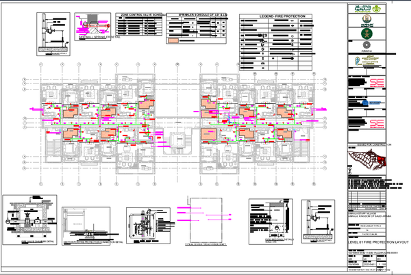 Residential 1 BHK Apartment Fire Protection Layout with Sprinklers