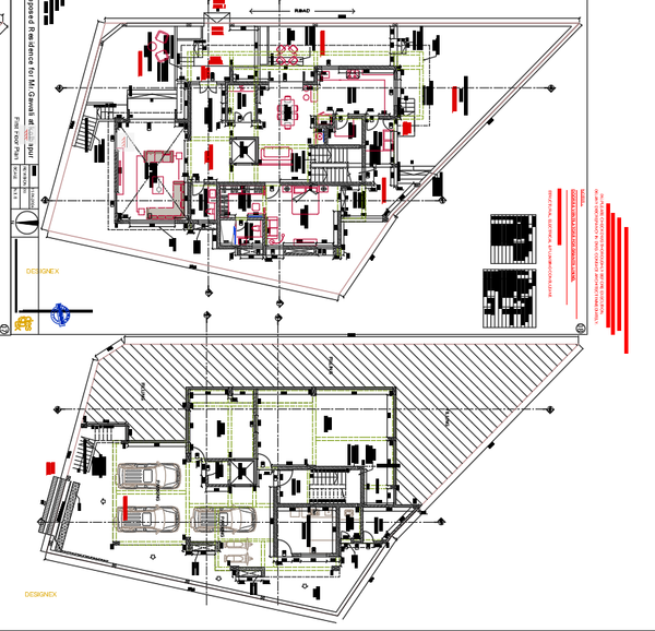 Residential Ground and First Floor Plan AutoCAD DWG with Dimensions