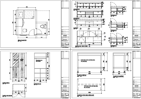 Student Room Furniture Layout And Joinery Details Drawing Scale 1 50