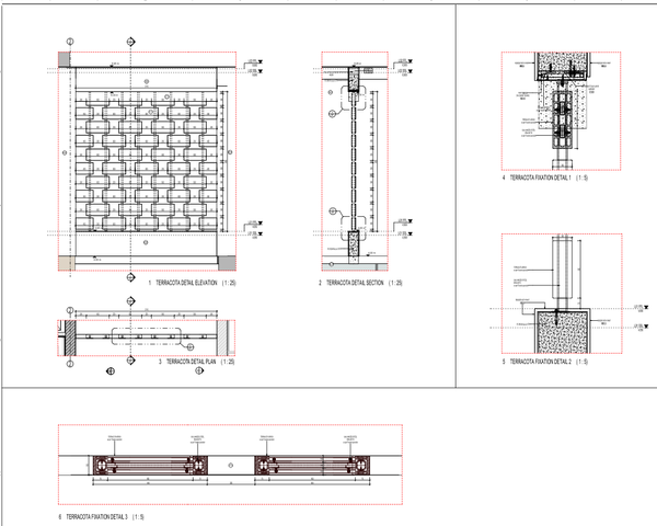 Terracotta Facade Detail AutoCAD DWG with Fixation Section Elevation