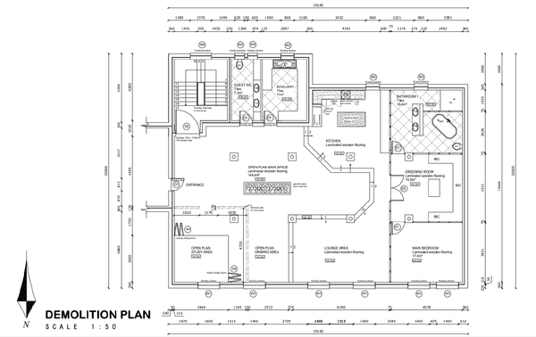 19145mm House Demolition Plan With Open Plan Living Layout plan