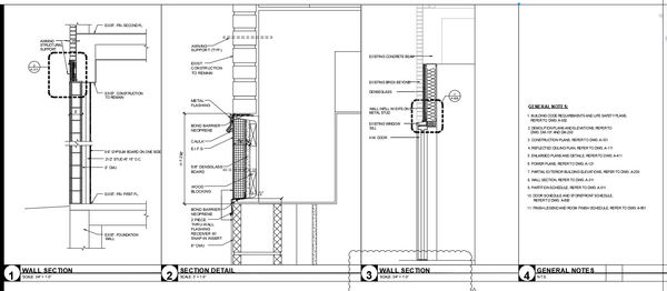 Architectural Wall Section Detail With 8 Inch CMU and Metal Stud