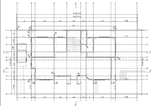 Building Center Line Layout Plan With 84 Feet Grid Dimension DWG