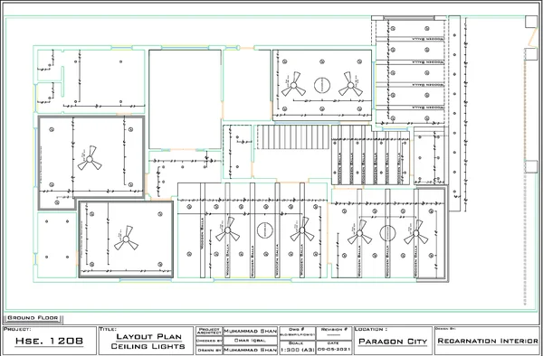 Ceiling Light Layout Plan layout House 1208 Paragon City DWG File