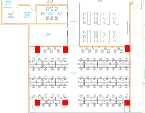 Commercial Floor Plan DWG 57ft 6in by 38ft 2in Workstation Layout