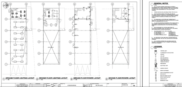 Electrical Lighting Power Layout Plan Ground And Second Floor