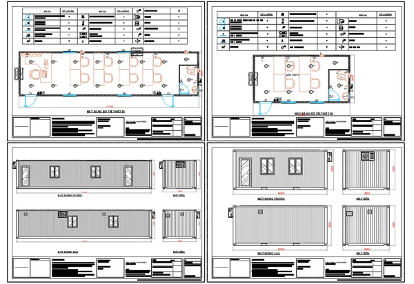 Equipment Layout Plan 12192mm Container Office 6058mm DWG Files