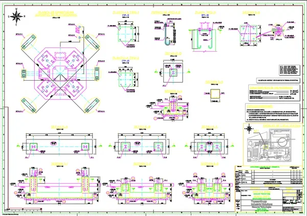 Heavy Machinery Base Foundation Plan Section Layout DWG File