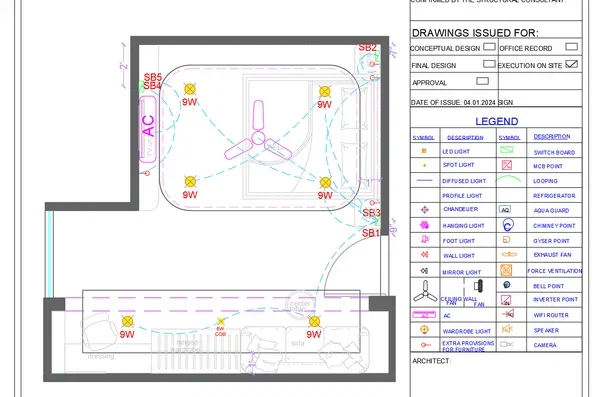 Hotel Room Switch Board Electrical Ceiling DWG Layout Plan File