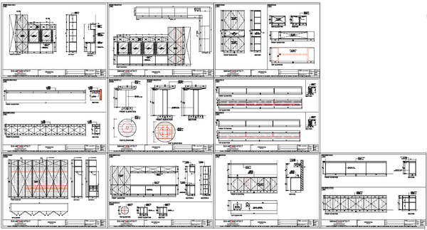 Kitchen and Wardrobe Interior Cabinet Layout Elevation Section Detail