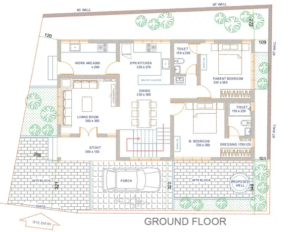 Luxurious Bungalow Layout 360x360 Room Sizes Ground Floor DWG