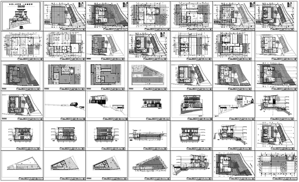 Luxury Bungalow Architectural Plan Elevation Section Layout Drawings