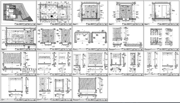 Luxury Master Bedroom Bathroom Layout Section Detail CAD Drawing