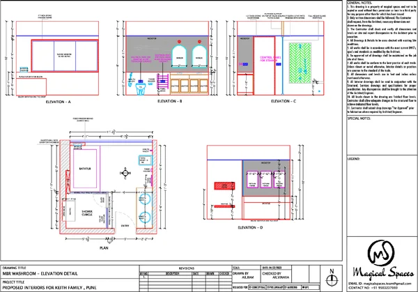 Master Bathroom Layout Plan 11ft3in by 10ft Detail DWG Files