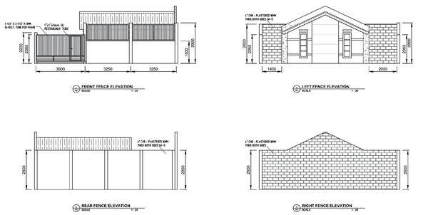 Perimeter Fence Elevation 3500 3250 2800 Height Gate DWG Plan