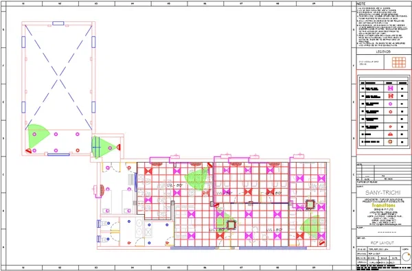 RCP Layout Plan 2x2 Ceiling Grid HVAC Lighting DWG Design files