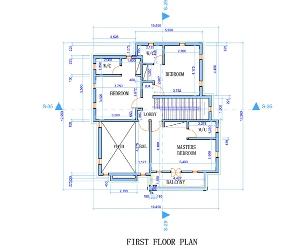 Residential First Floor Plan 10450mm Bedroom Layout plan files