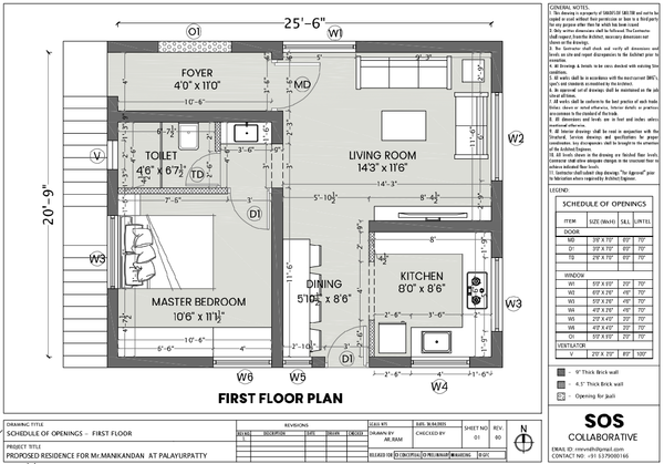 Residential First Floor Plan 25ft6in Layout 14ft3in Room DWG