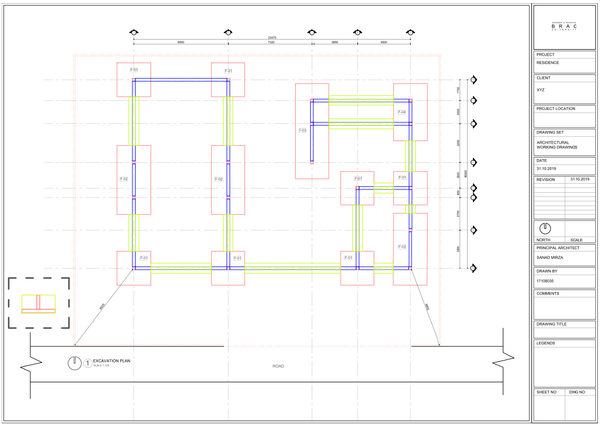 Residential Foundation Excavation Plan 23470 Layout With Footings