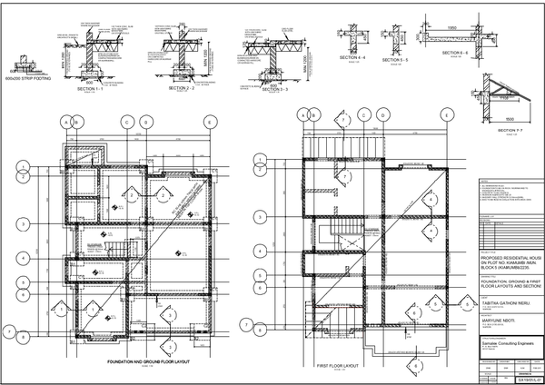 Residential House Layout DWG 12500x10550 Plan with Foundation