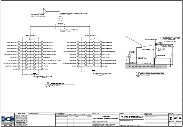 Riser Diagram 230V Service Entrance 100mm2 Wire DWG Plan layout
