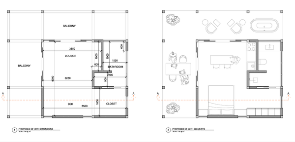 Small House Plan Layout 5500 Bedroom 3850 Lounge With Balcony