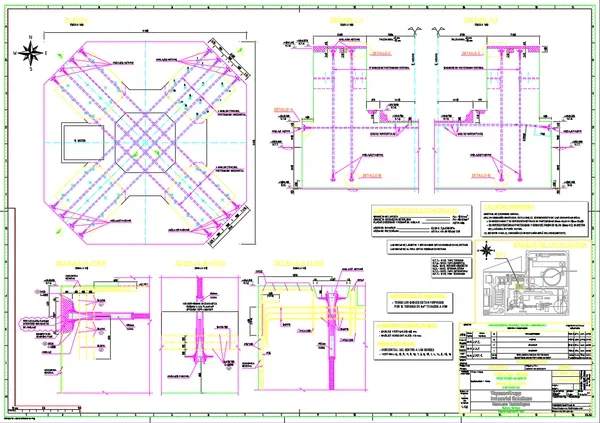 Steel Structure Foundation Assembly Plan Section Detail DWG Files