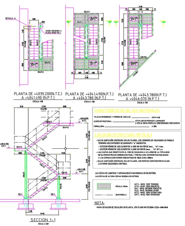 Structural Steel Staircase Detailing DWG Plan Section 2750mm
