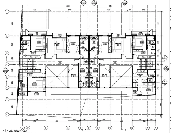 2nd Floor Hotel Plan DWG 8850 Grid Centerline Layout Room Plan