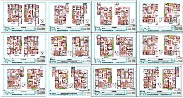 6 BHK Luxury Apartment Layout DWG Plans With Dimensions Detail