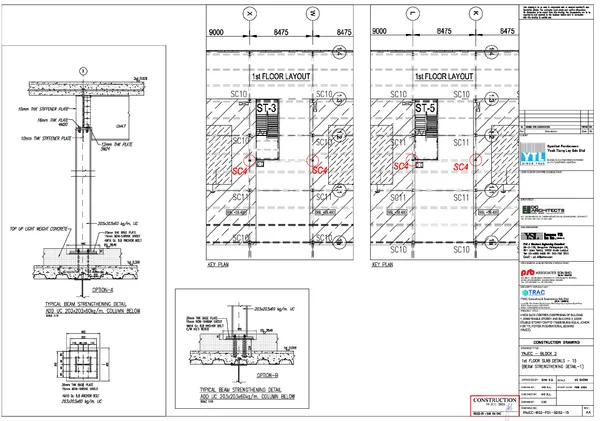 Beam Strengthening Slab Detail AutoCad DWG 9000 8475 Grid Plan
