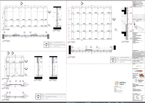 Built Drawing of Window 6800x3200 28mm Glass Curtain Wall DWG