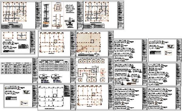 Column Beam Structure Design DWG With Footing Details Layout