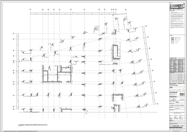 Columns Layout Ground Floor Plan DWG 7200 Grid 50400 Lengths
