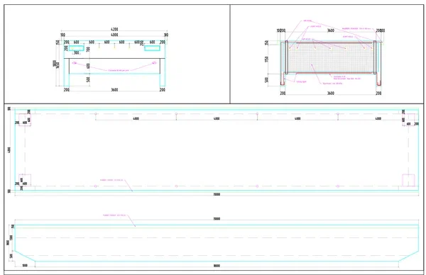 Concrete Breakwater Type 400 20000mm Length DWG Plan Layouts