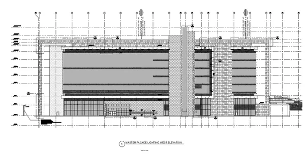Corporate Building Elevation DWG West Facade Lighting Level 44m