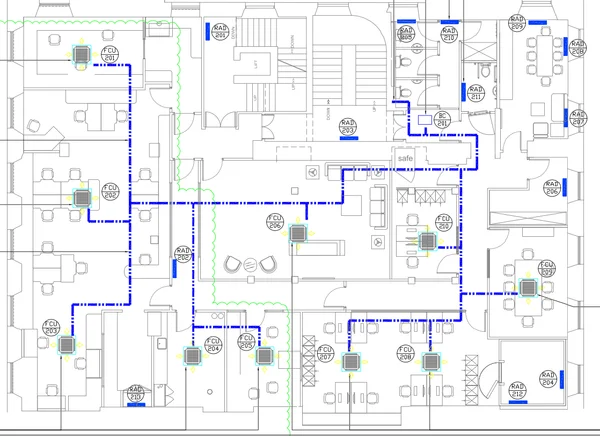 Corporate Office HVAC Layout DWG Second Floor FCU DX Plan Design