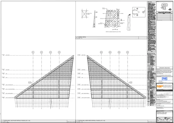 Curtain Wall Panel Types DWG L97 to L116 Elevation CAD Detail