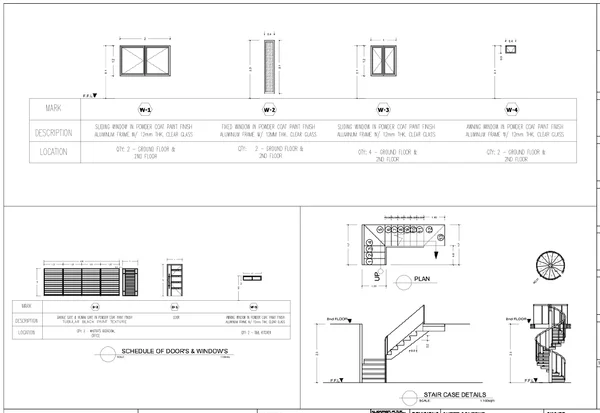 Door Window Schedule DWG 2 1 Height Staircase Plan 1 00 Level Detail