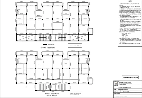 Floor Beam Slab DWG 200x450 120mm Slab Angels Apartment Plan