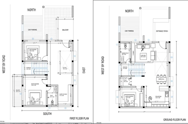 Ground Floor And First Floor House Layout DWG With Foundation