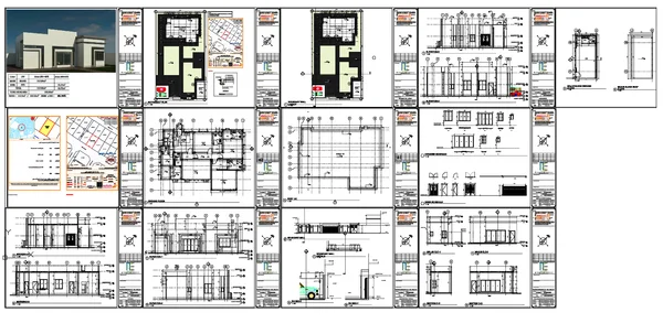 House architectural detail plan layout elevation section drawing