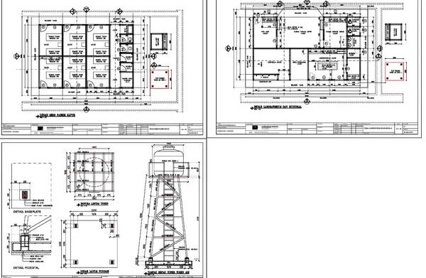 Laboratory Musholla Tower Toren Air DWG 1 55 Plan Detail CAD