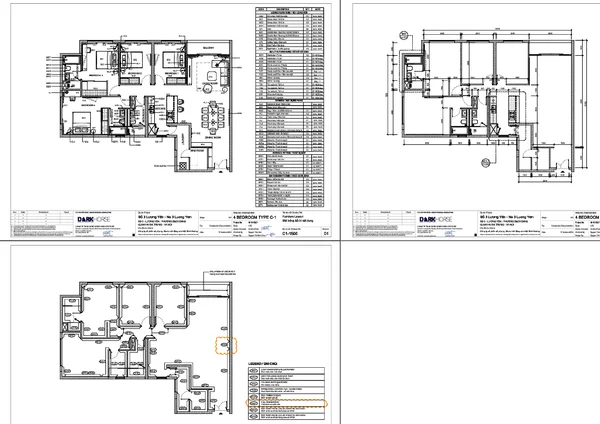 Luxury Apartment Layout DWG Four Bedroom Plan With Dimensions