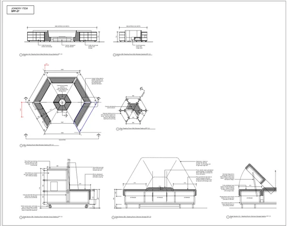 MISK School Furniture Pods DWG 4985mm Hex Seating Design layout