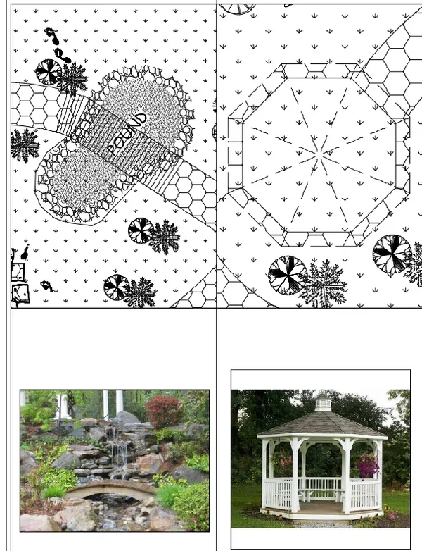 Pound and Gazebo DWG Octagonal Landscape Plan Design Layouts